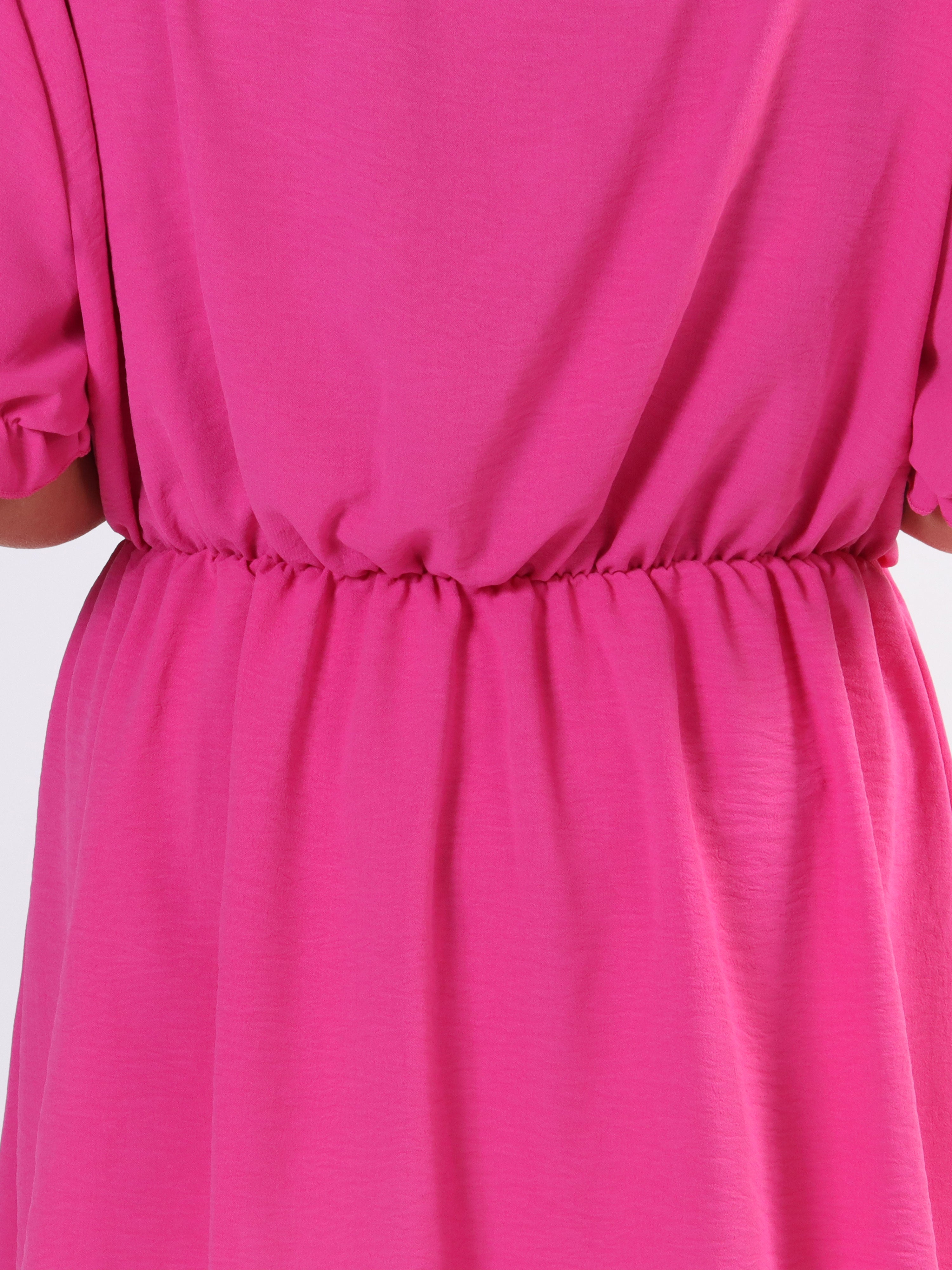 Yda Plain Short Sleeve - Sød plus size bluse med elastik i taljen